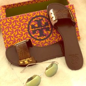 Tory Burch Gail Lizard Embossed Sandals